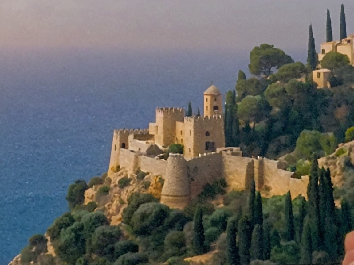Historic Castle on Cliff Overlooking Deep Blue Ocean