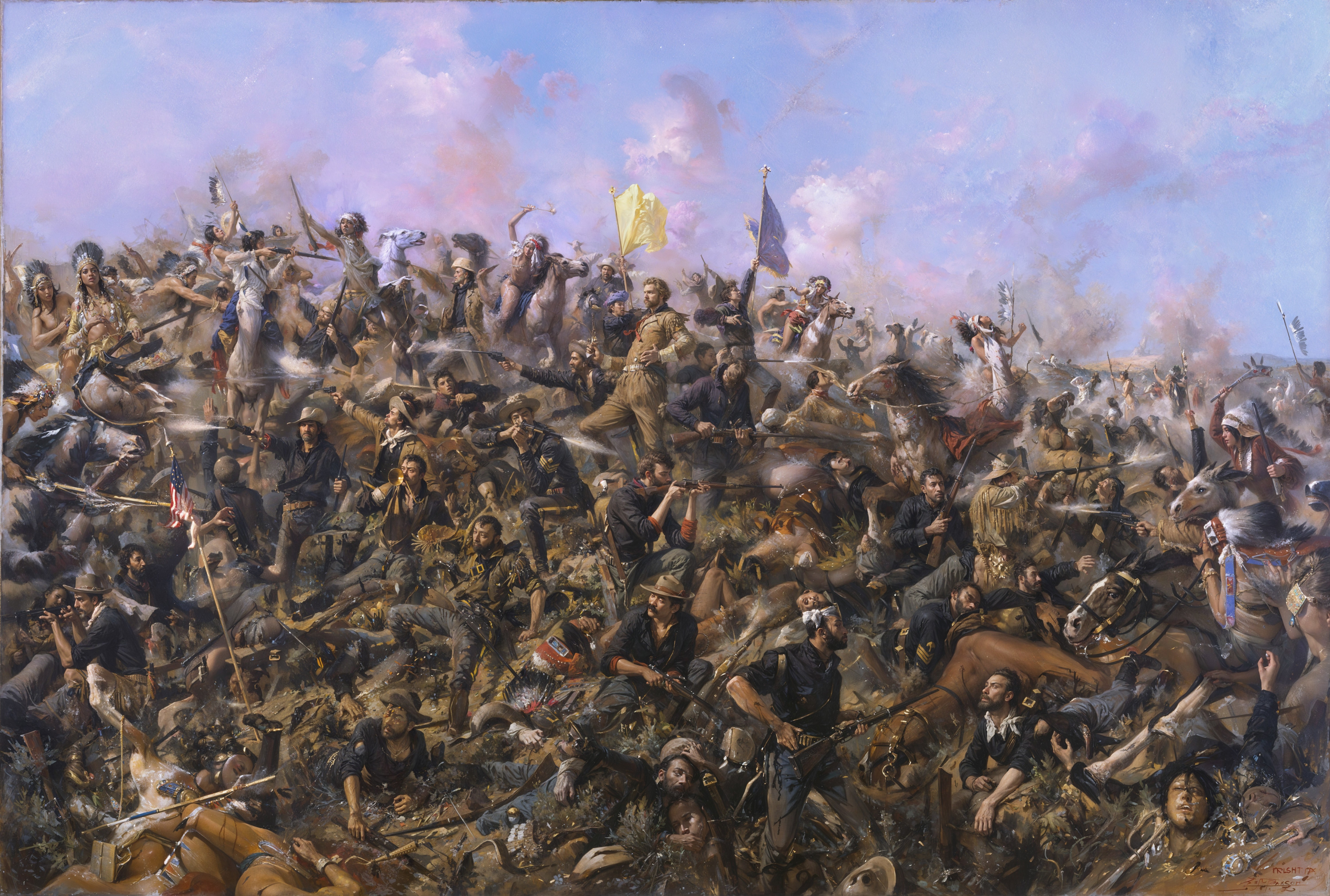 Intense Battle Scene with Soldiers in Combat