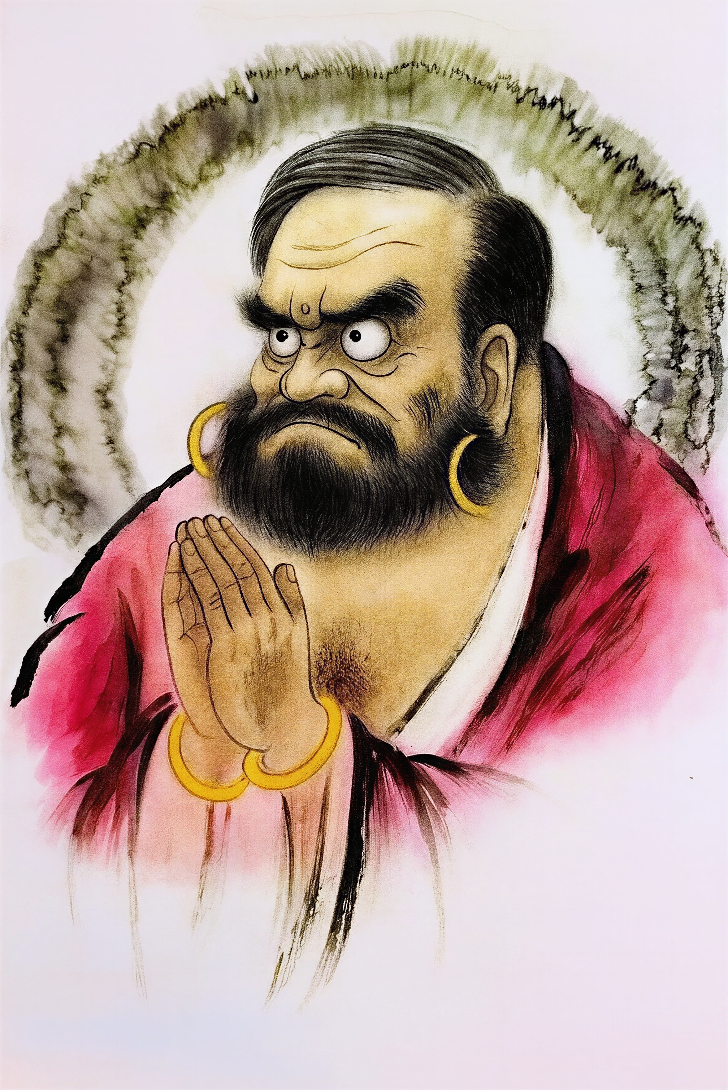 Traditional Depiction of a Wise Bearded Monk