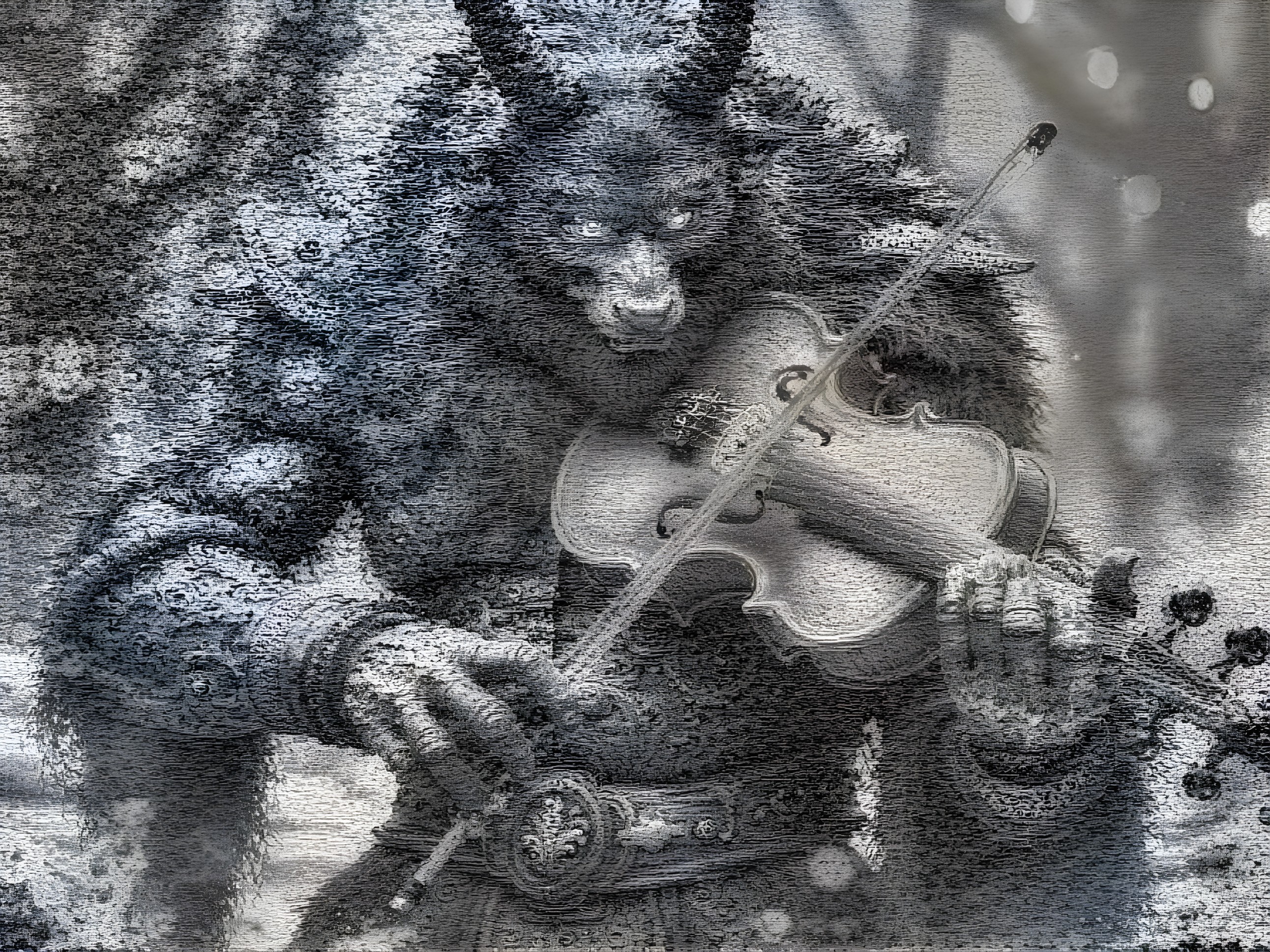 Horned Figure in Ornate Armor Playing Violin
