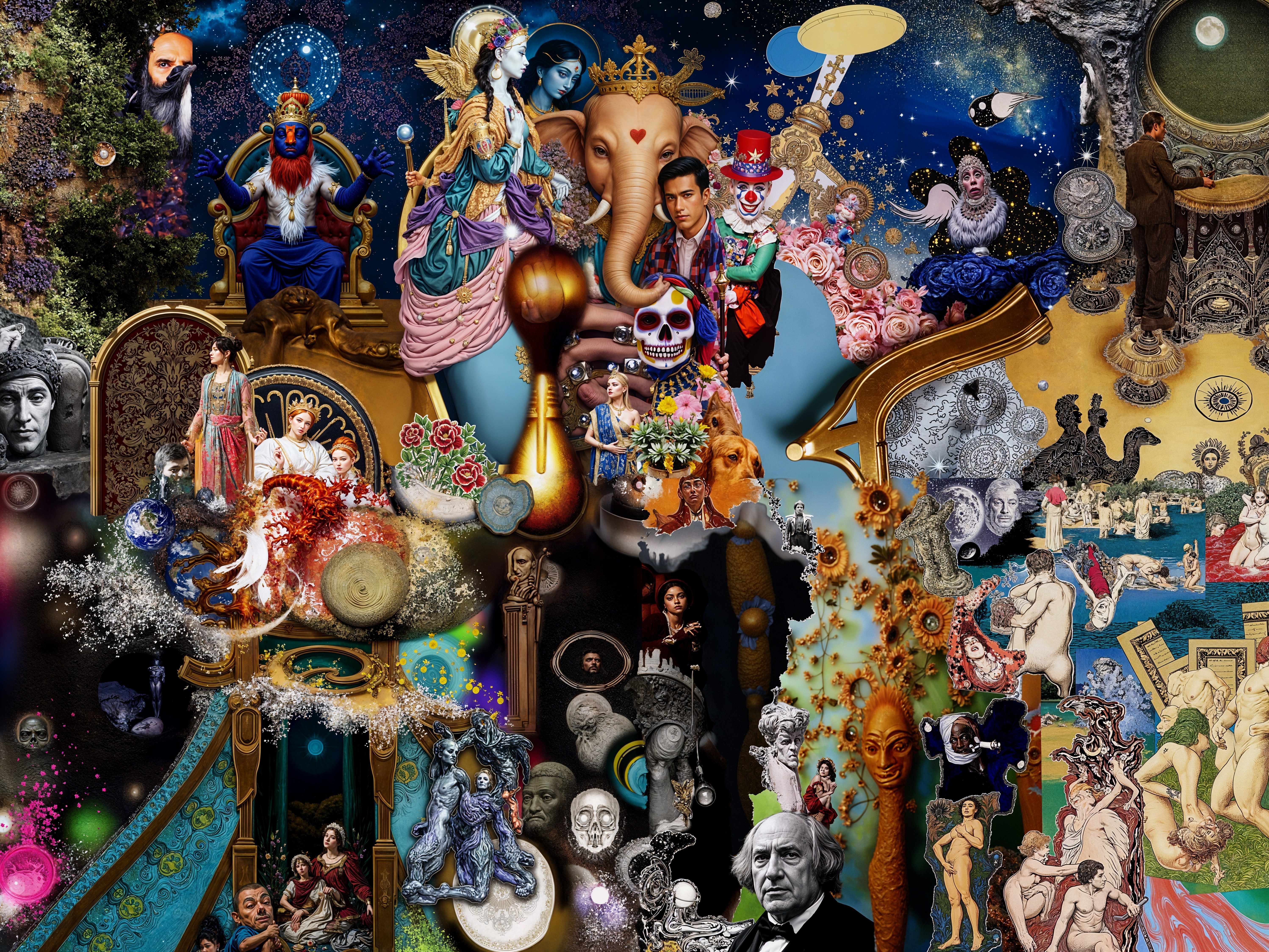 Vibrant Collage of Mythical and Cultural Themes