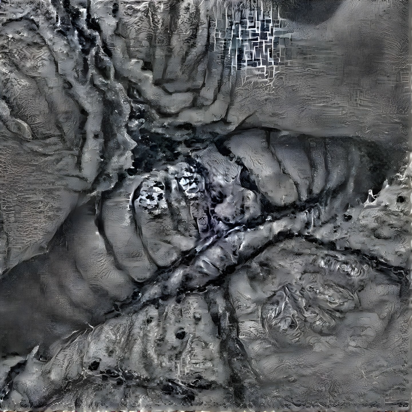 Abstract Textured Composition in Gray and Black Shades