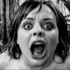 Close-up of a person expressing intense emotion and chaos