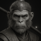 Muscular Anthropomorphic Monkey Figure with Armor