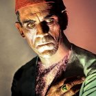 Dramatic Portrait of a Man in Traditional Fez Attire