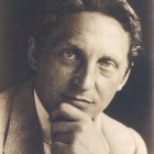 Stylized Portrait of a Thoughtful Man with Patterns