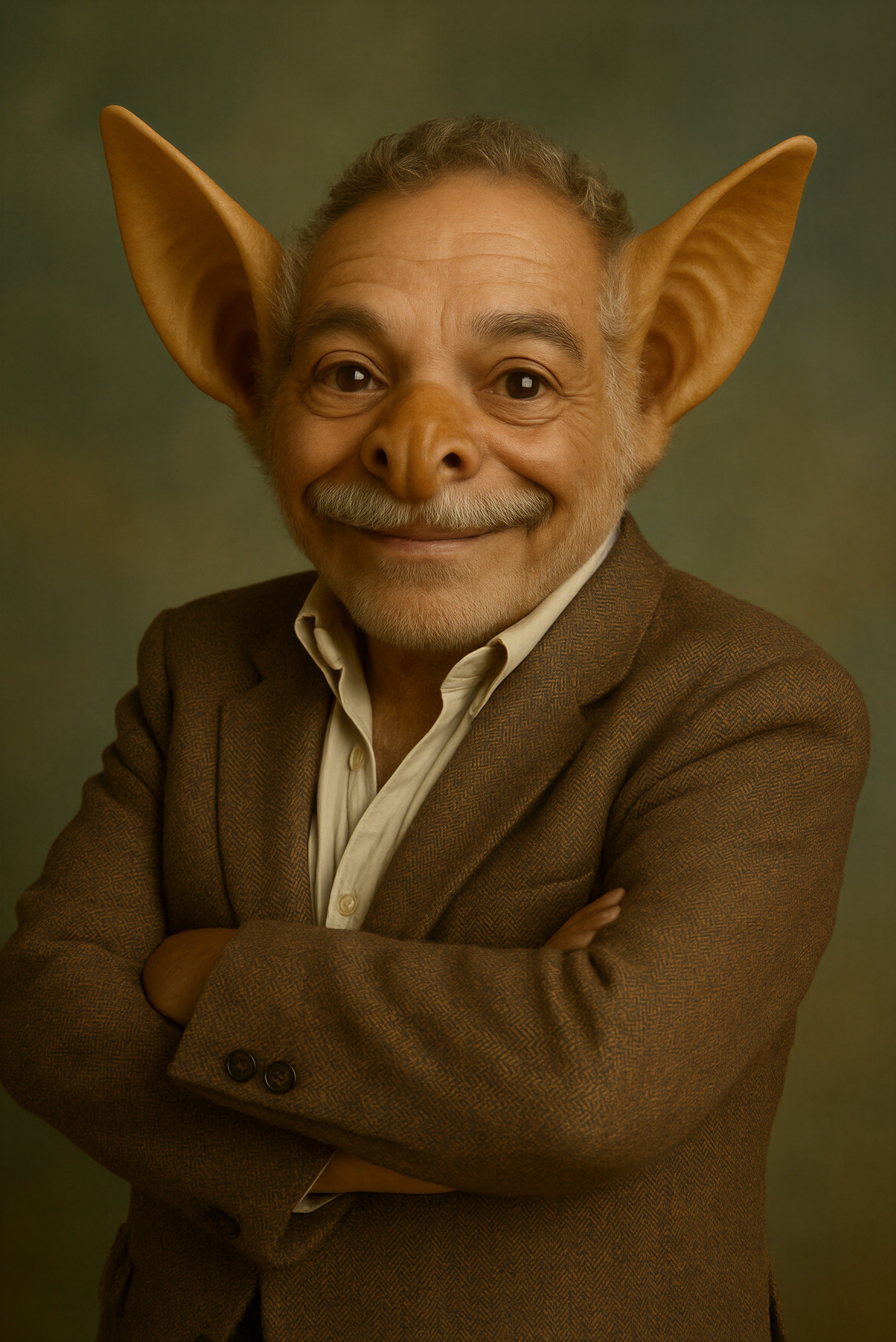 Whimsical Portrait of a Man with Exaggerated Features