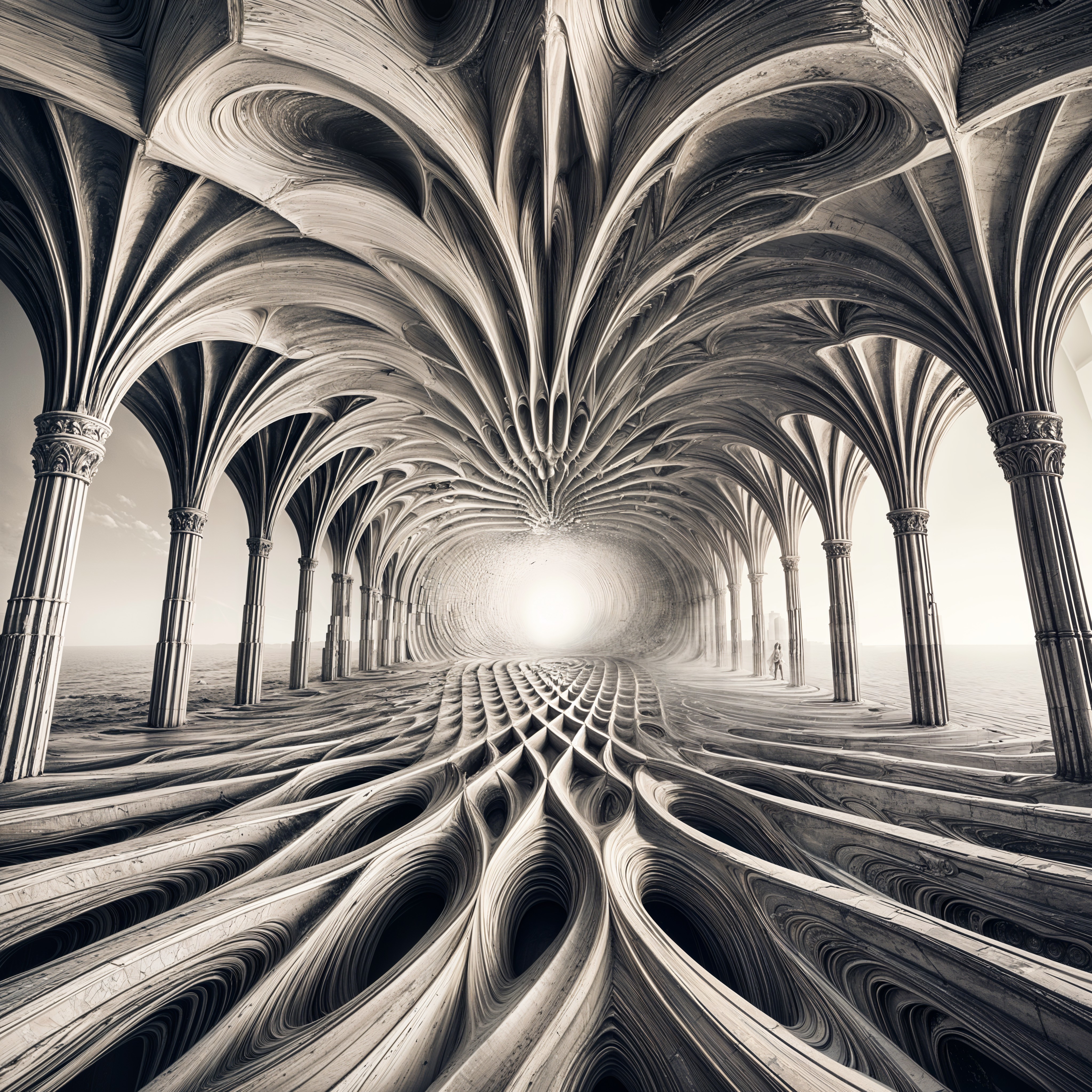 Intricate Architectural Space with Ornate Arches and Light