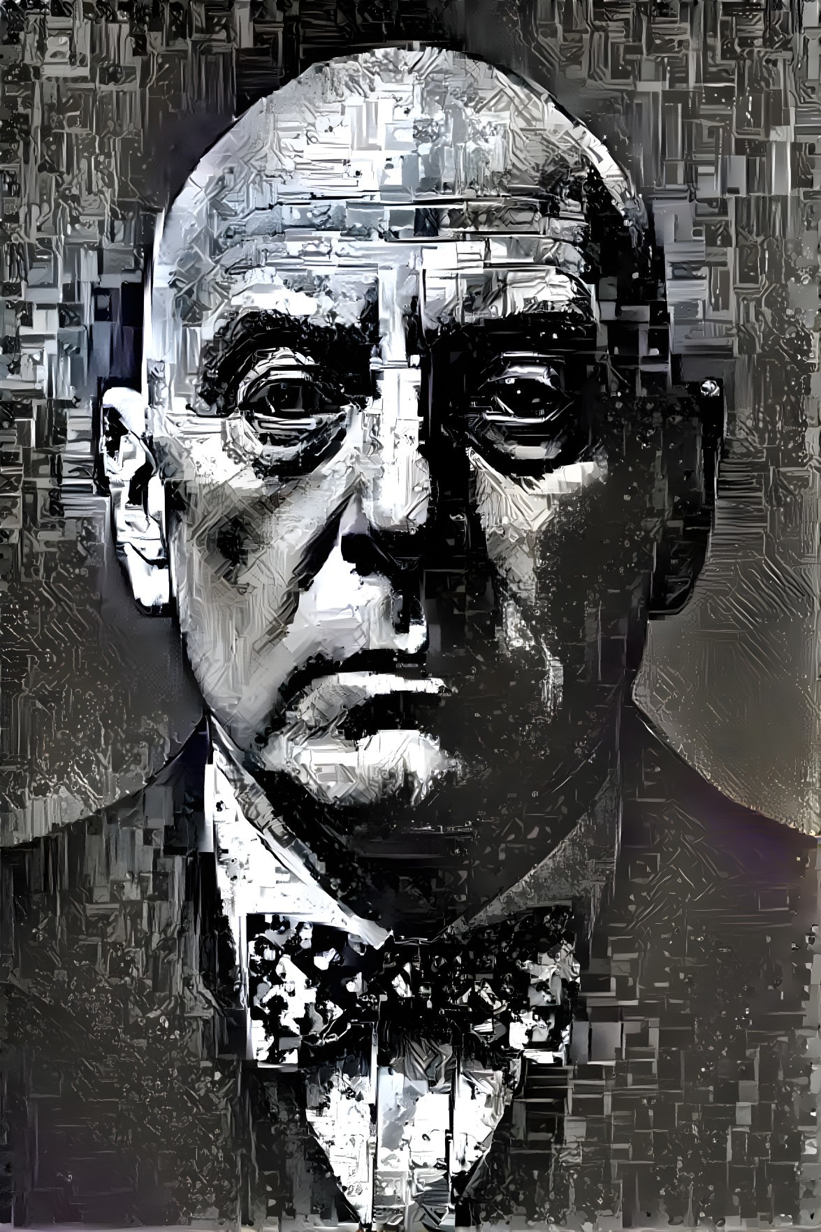 Stylized Portrait of a Man in Monochromatic Tones
