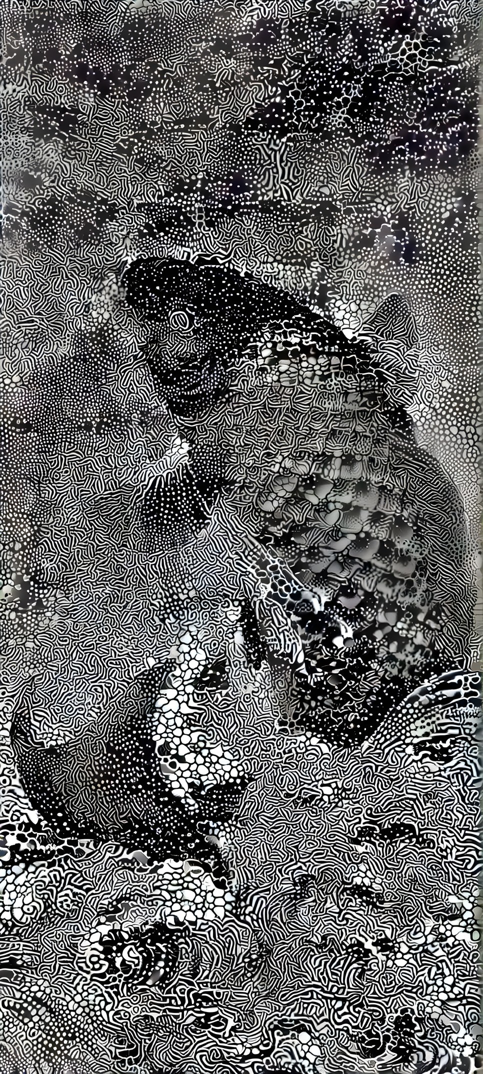 Detailed Black-and-White Illustration of a Fish