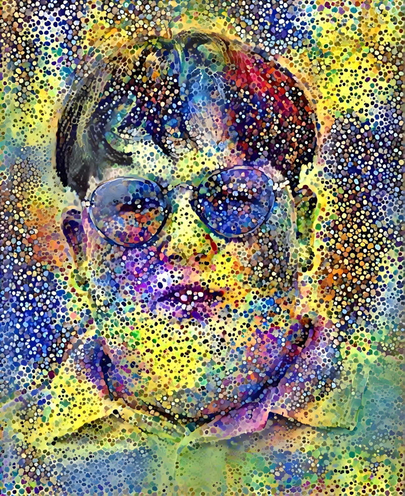 Stylized Portrait with Vibrant Colors and Pointillism