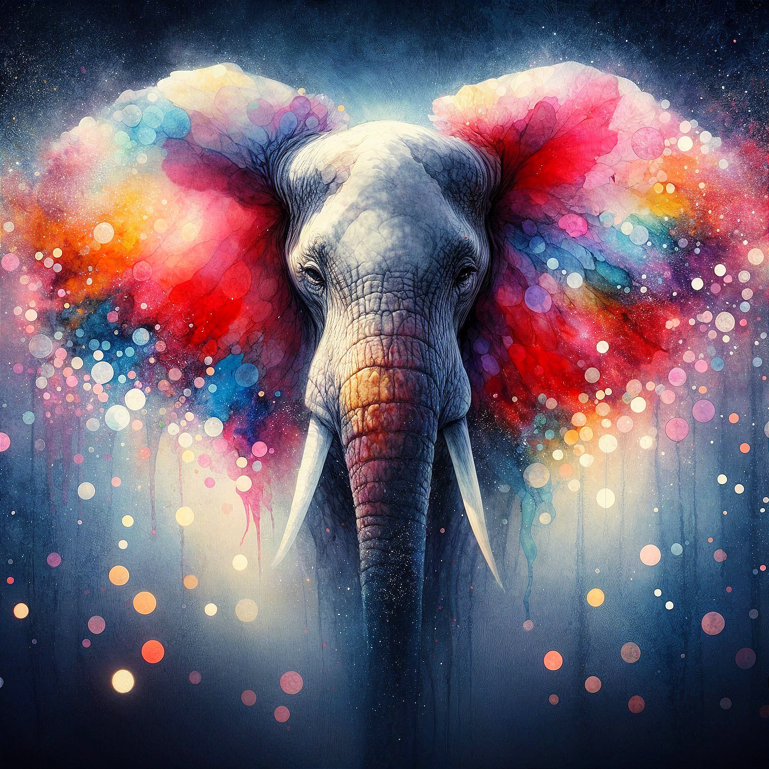 Vibrant Watercolor Illustration of an Elephant