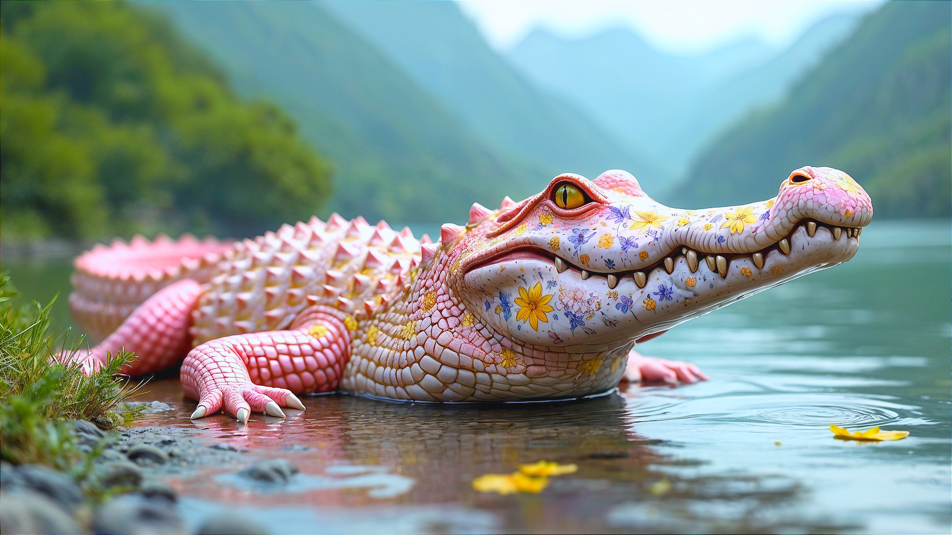 Whimsical Crocodile-Like Creature by Serene Riverbank