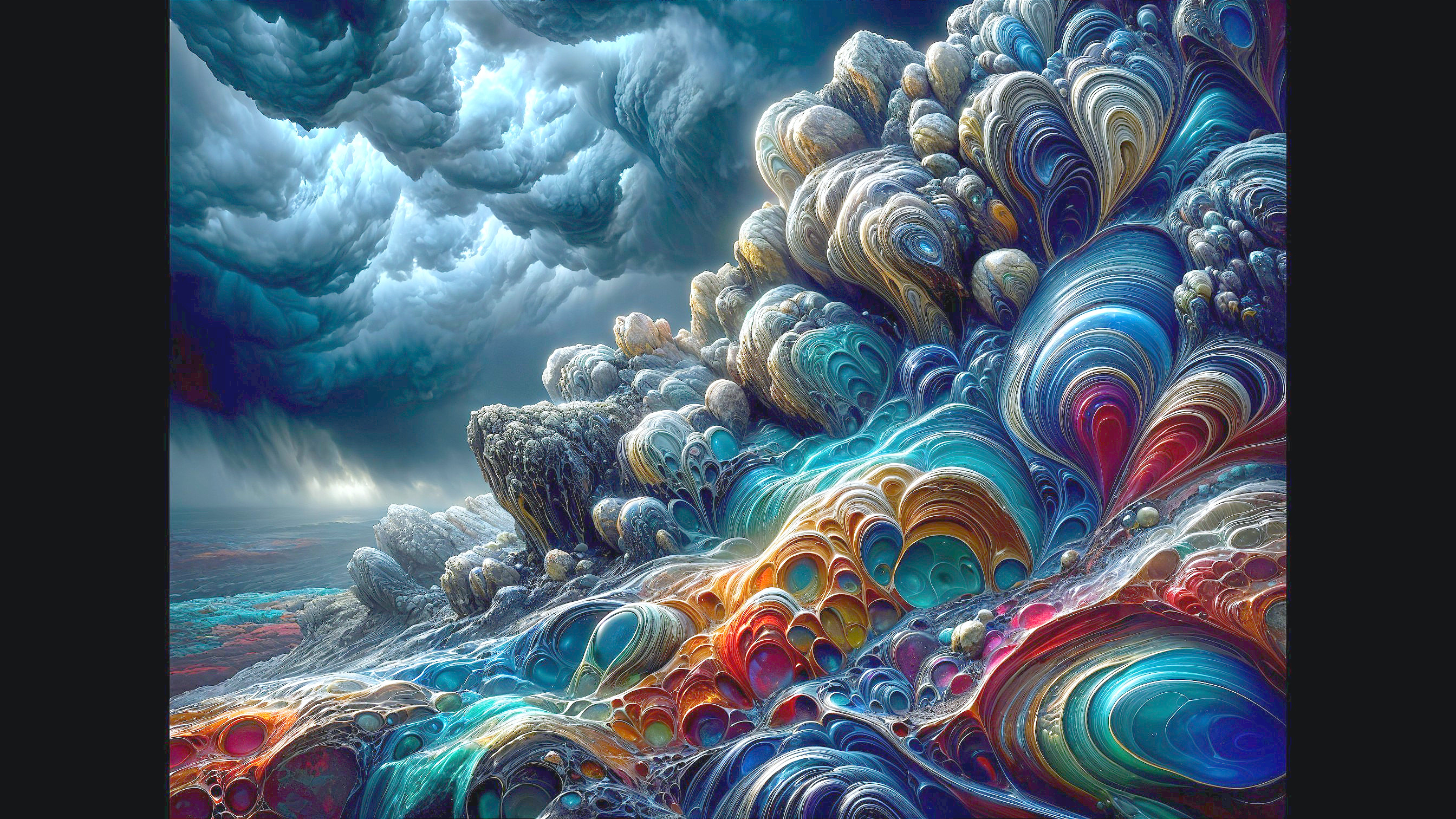Surreal Landscape with Swirling Colors and Patterns