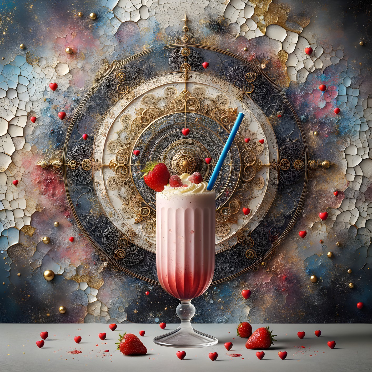 Milkshake with Whipped Cream and Fresh Strawberries