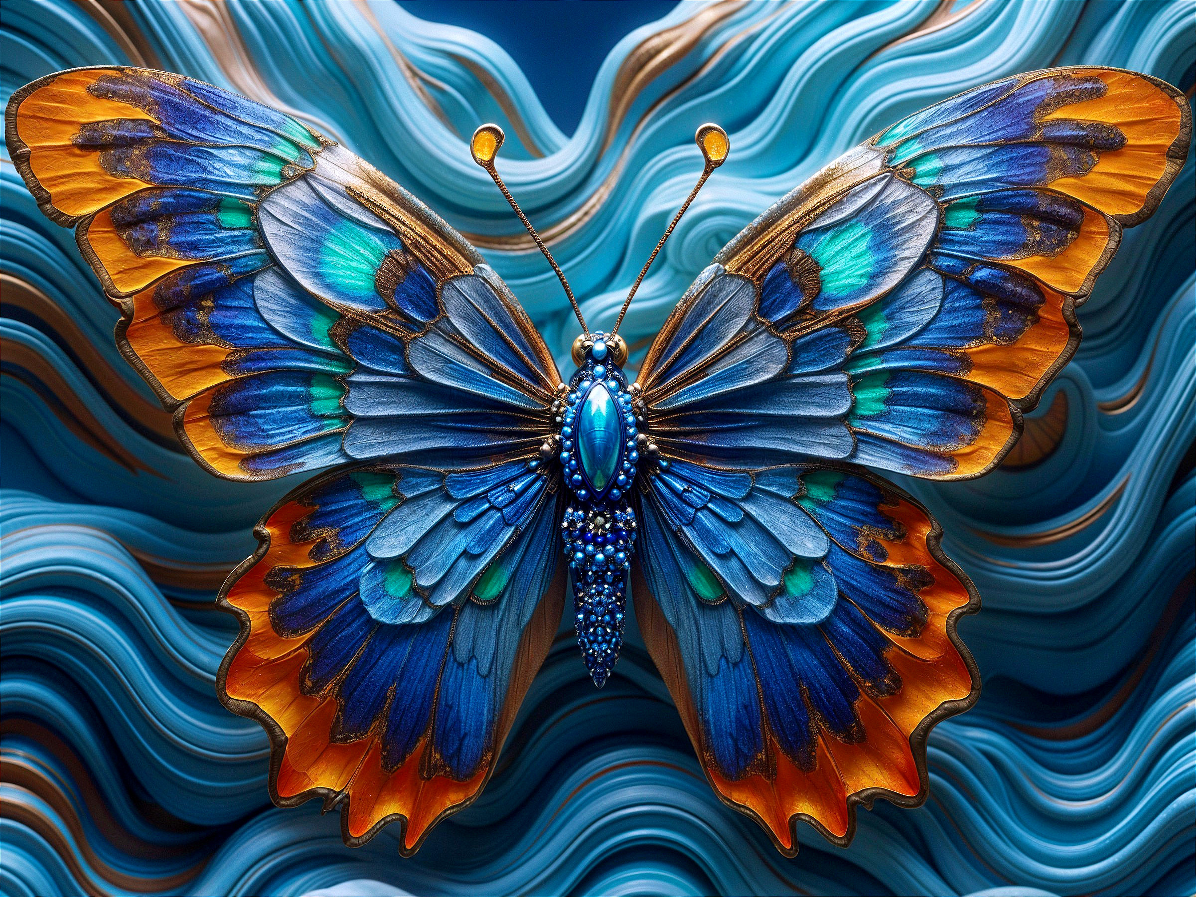 Vividly Colored Butterfly with Intricate Wing Patterns