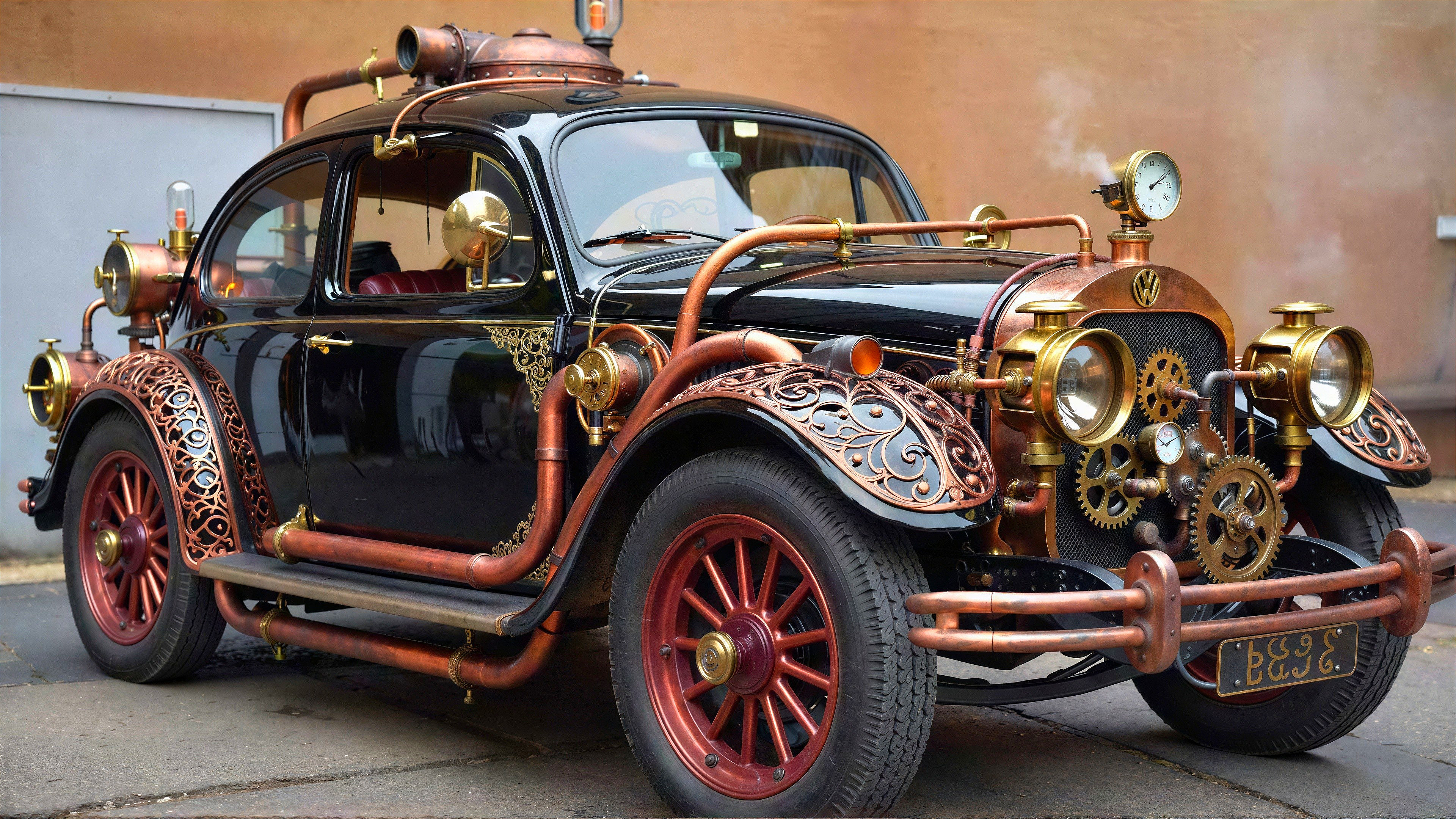 Steampunk Volkswagen Beetle with Copper Details