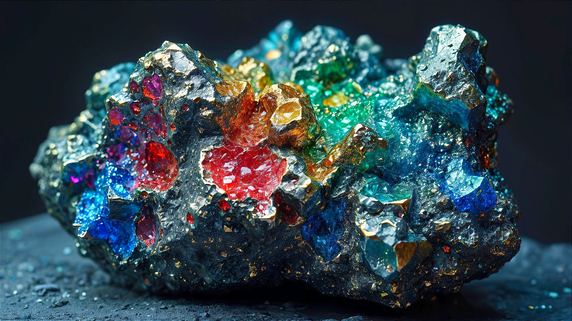 Vibrant Multicolored Mineral Specimen Description