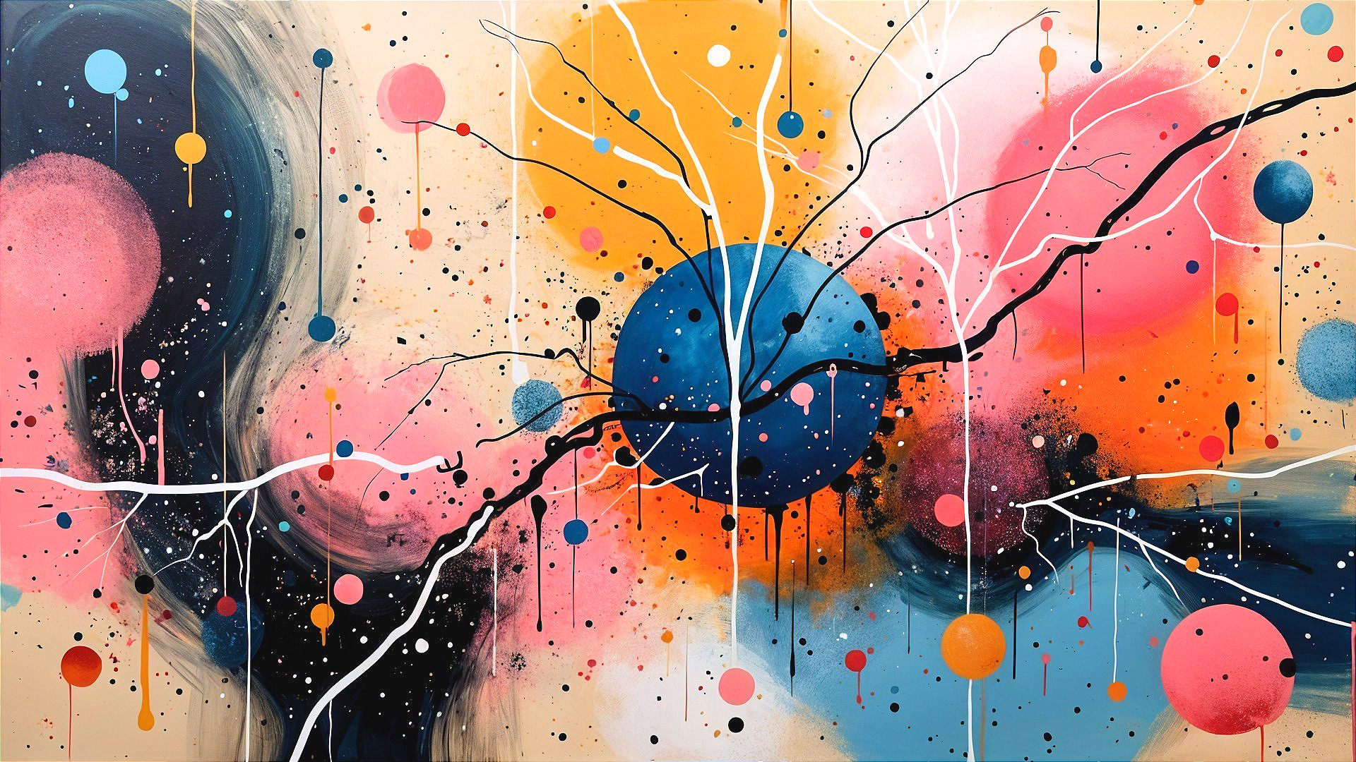 Vibrant Abstract Artwork with Cosmic Energy and Colors