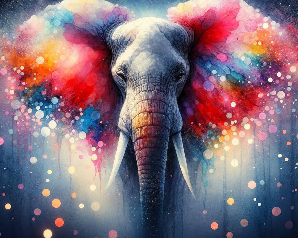 Vibrant Watercolor Illustration of an Elephant