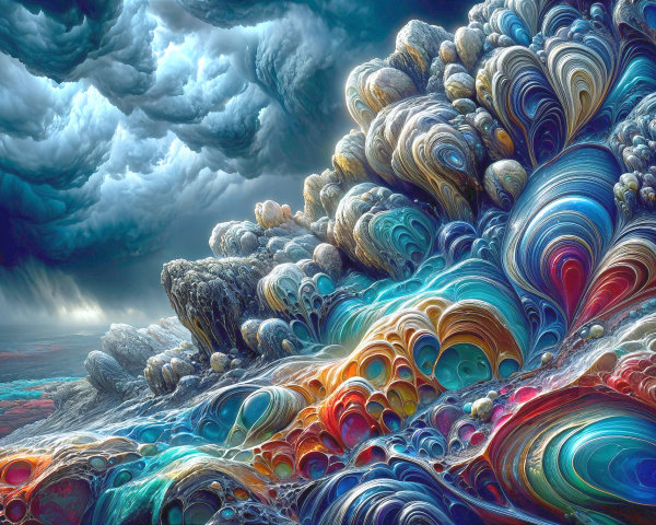 Surreal Landscape with Swirling Colors and Patterns