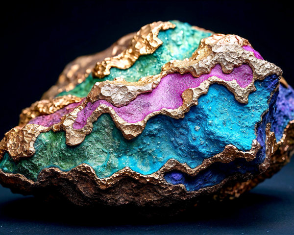 Colorful Mineral Specimen with Vibrant Hues and Textures