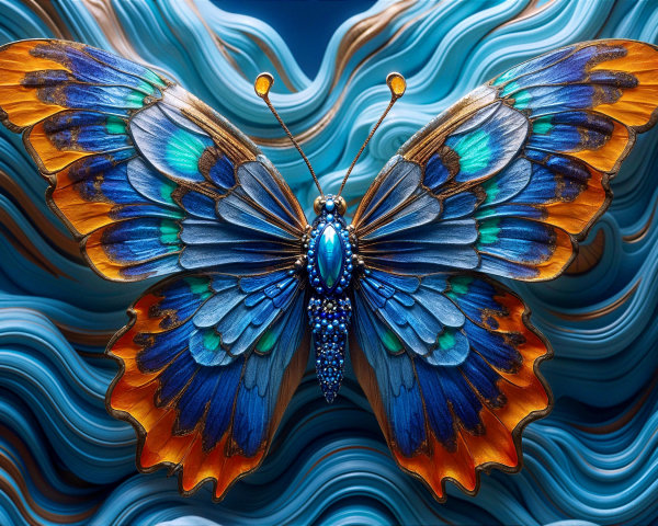 Vividly Colored Butterfly with Intricate Wing Patterns