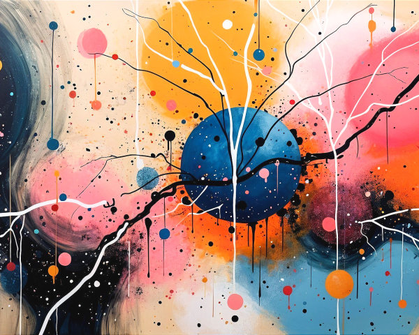 Vibrant Abstract Artwork with Cosmic Energy and Colors