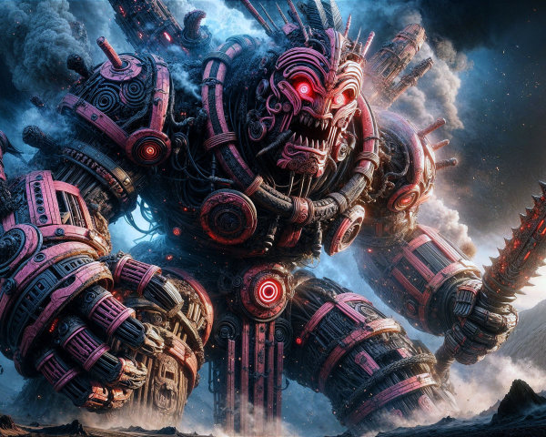 Colossal Robot in a Desolate Apocalyptic Landscape