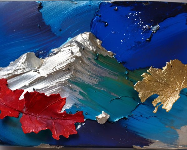 Abstract Landscape with Silver Mountains and Blue Sky