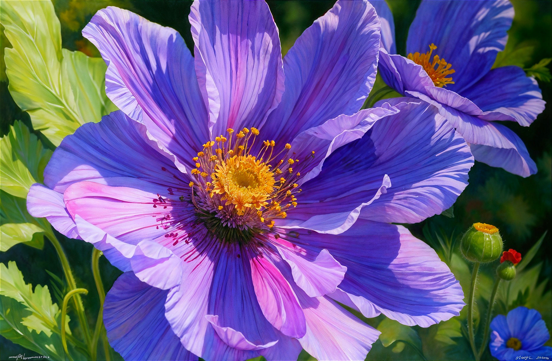 Close-Up of a Vibrant Purple Flower with Yellow Stamen