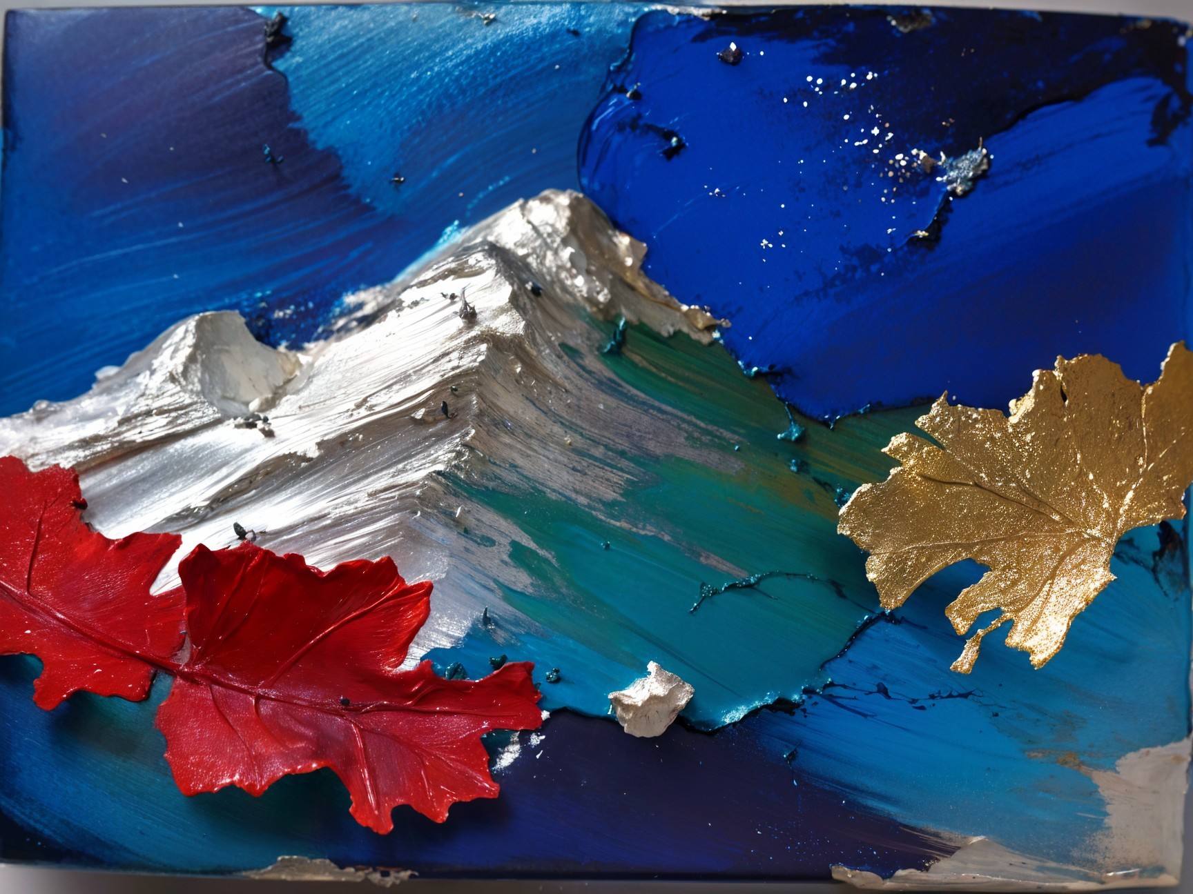 Abstract Landscape with Silver Mountains and Blue Sky