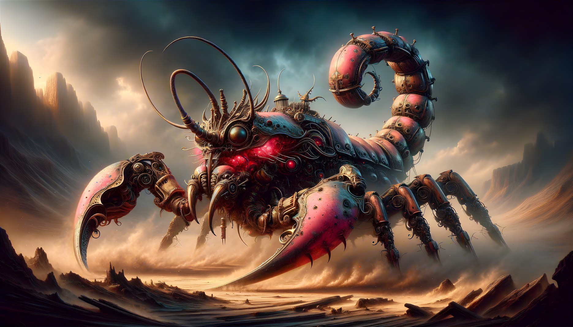 Mechanical Scorpion in a Barren Landscape