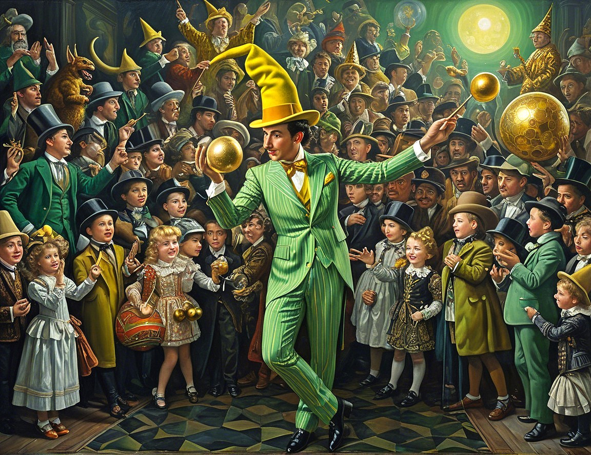 Charismatic Performer Juggling in a Dimly Lit Room