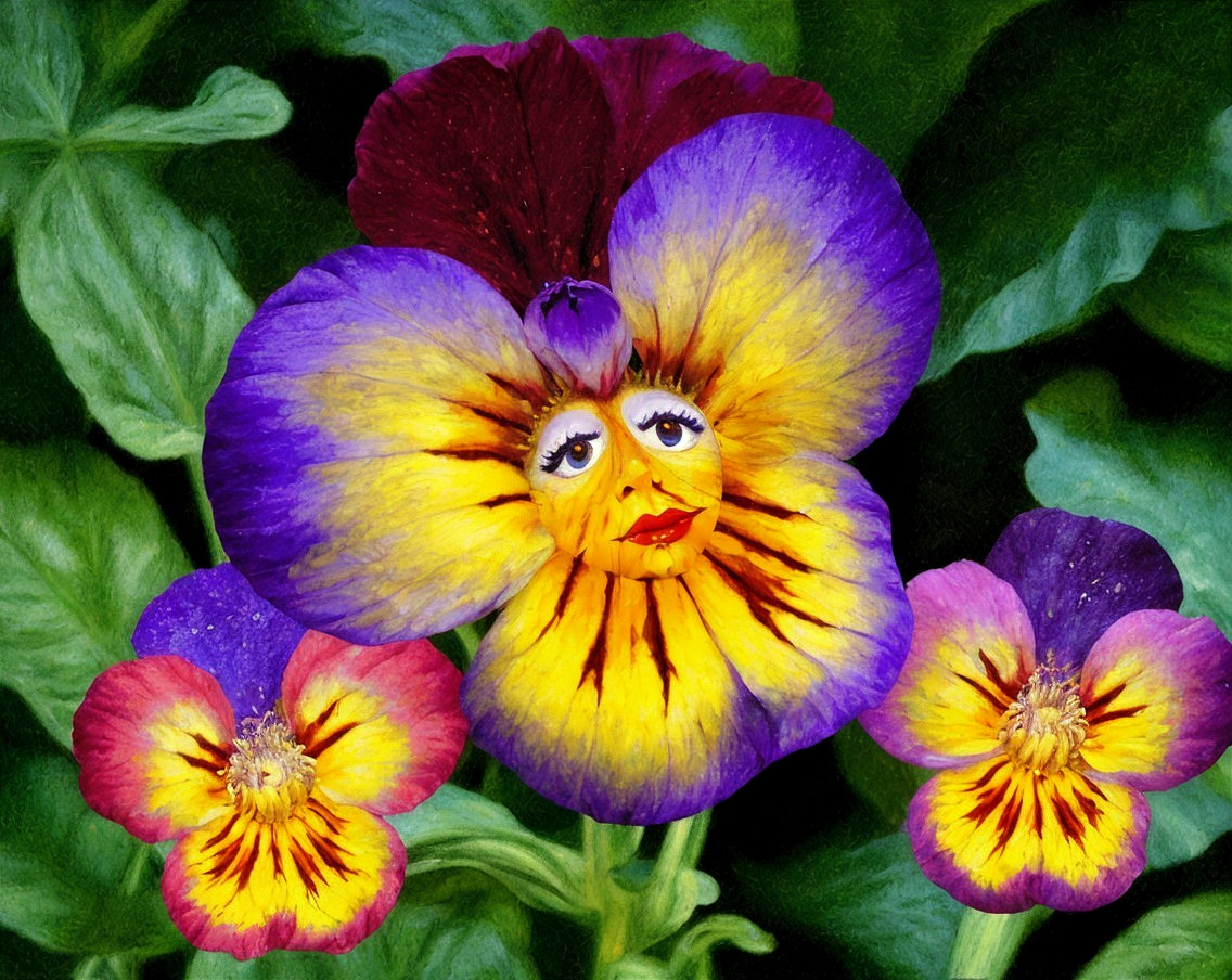 Vibrant Pansy Flower with Purple and Yellow Petals
