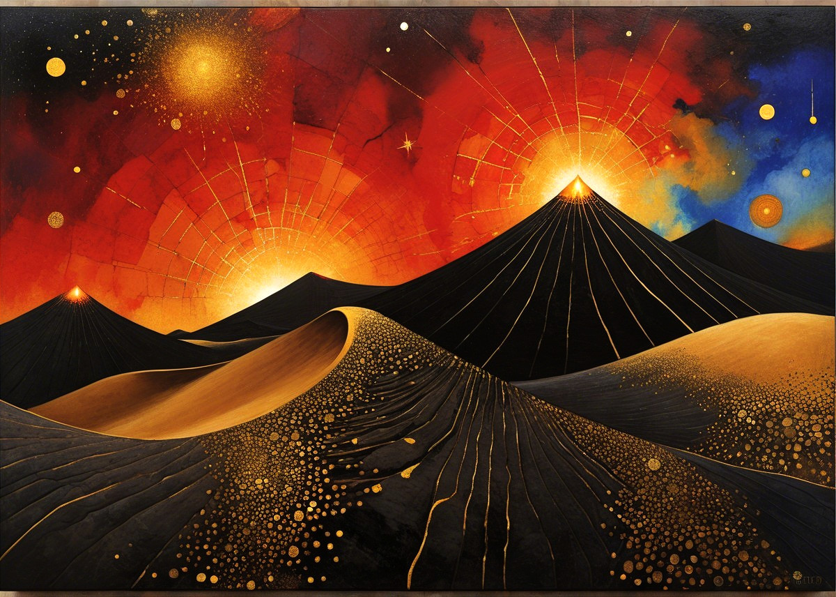 Abstract Landscape of Mountains and Sand Dunes