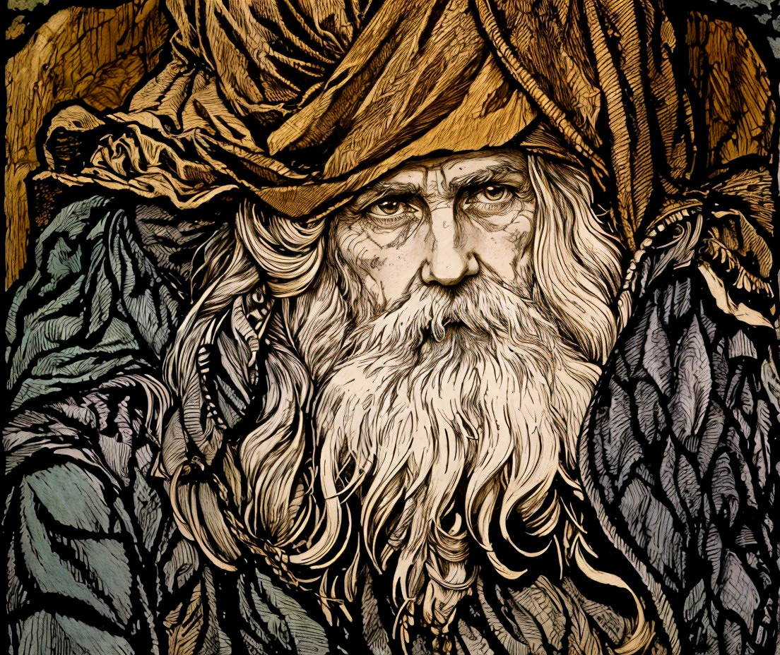 Elderly Man with Long Beard and Expressive Features