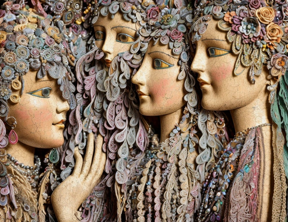 Intricately Designed Dolls with Paper Features and Accessories