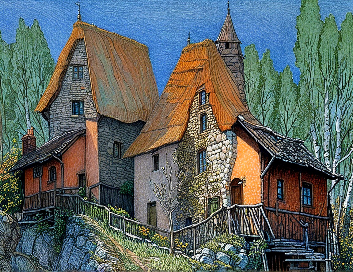 Charming Cluster of Unique Houses in Lush Greenery