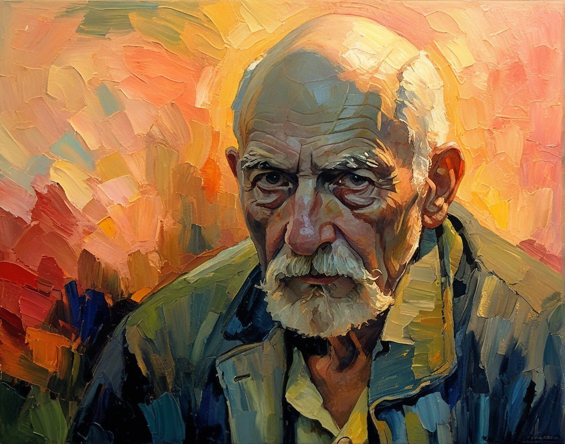 Close-up Portrait of an Elderly Man with White Beard