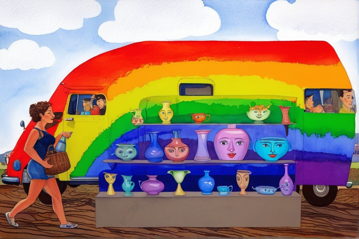 Vibrant Vintage Trailer with Whimsical Decor