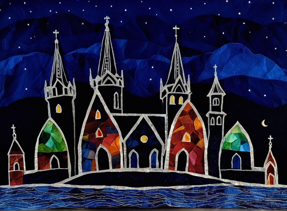 Abstract Castle Silhouette Against Night Sky