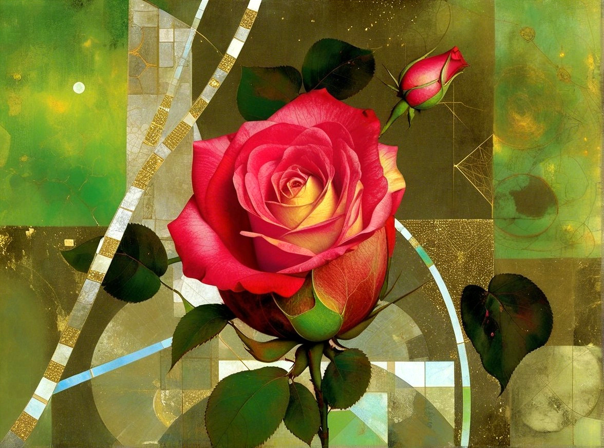 Vibrant Red Rose with Intricate Petals and Green Leaves