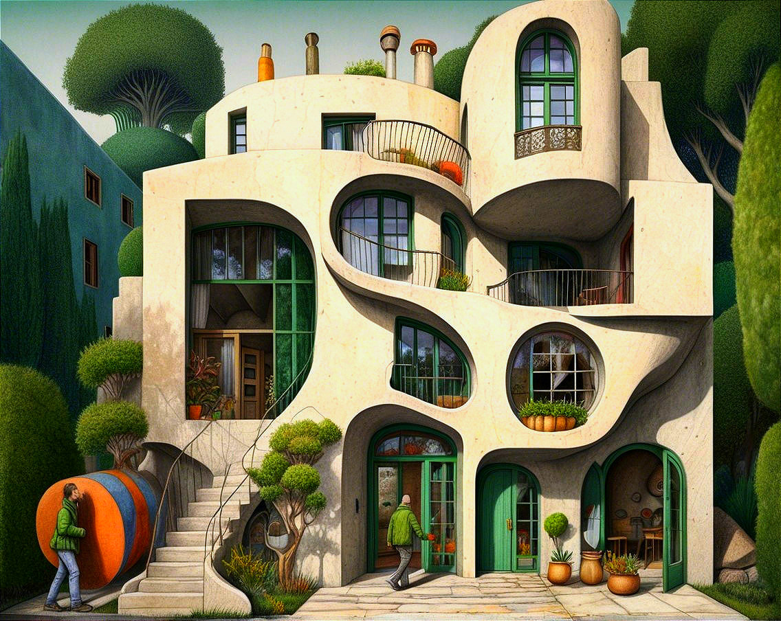 Whimsical Modernist Building with Organic Curves