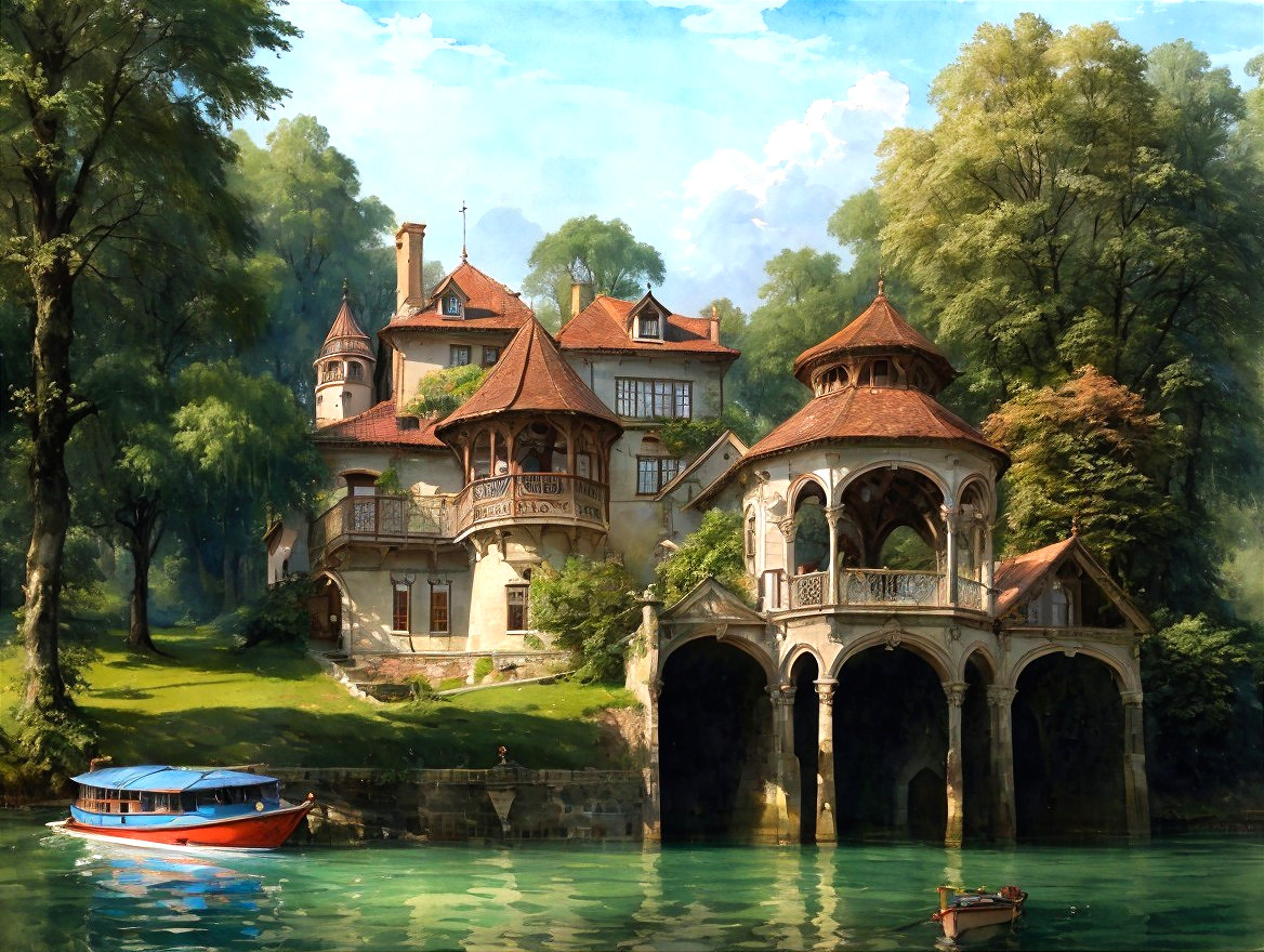 Picturesque Mansion Surrounded by Lush Greenery