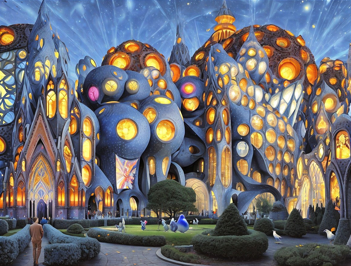 Surreal Architectural Landscape with Organic Structures