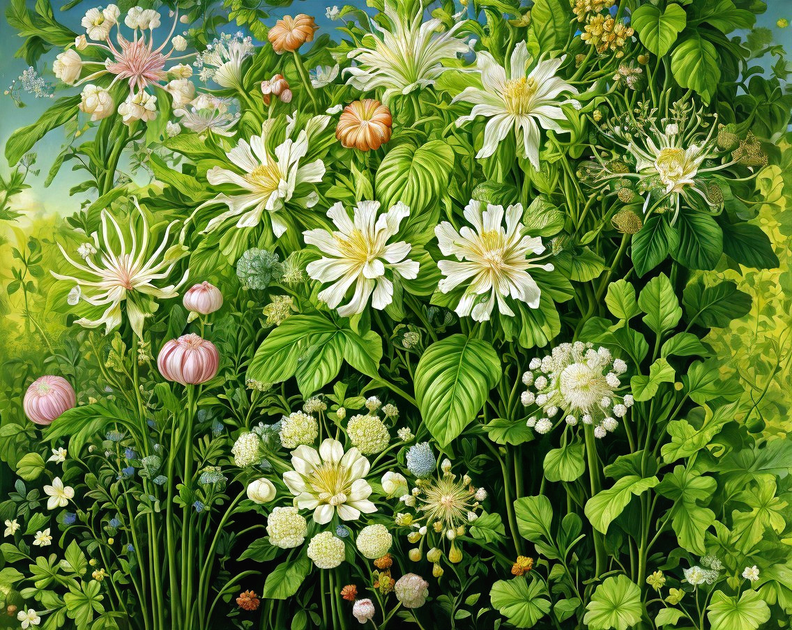 Vibrant Floral Arrangement with Lush Greenery and Colors