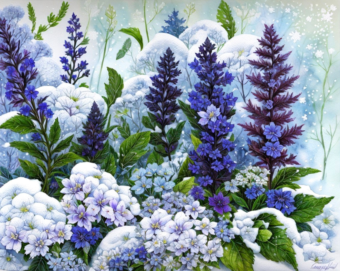 Vibrant Floral Arrangement with Blue and Purple Flowers