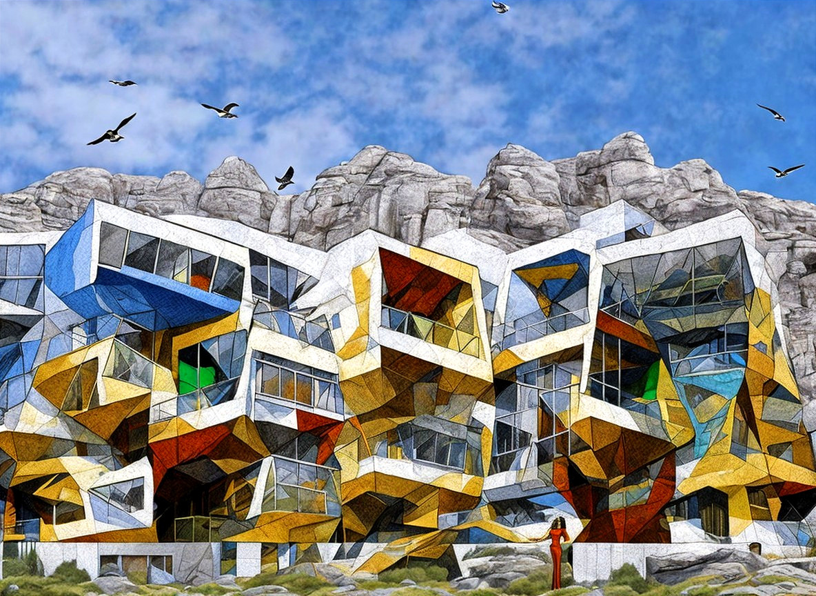 Modern Architectural Design with Fragmented Shapes