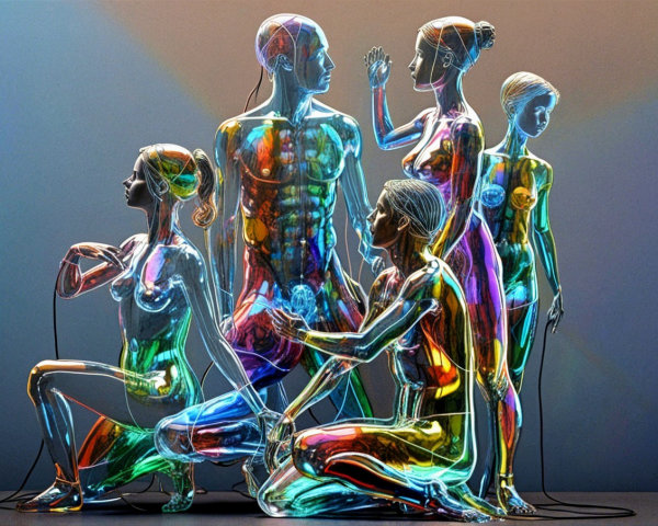 Translucent Humanoid Figures in Iridescent Finish